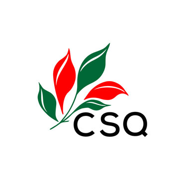 CSQ Minimalist Nature Logo with Red and Green, Leaf Design CSQ Later Logo on White Background
