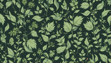 A seamless vintage floral pattern with leaves, ideal for textile, wallpaper, or decorative vector art