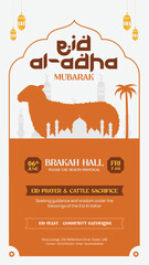 Eid Al-Adha Mubarak Story Design with Sheep Silhouette and Mosque