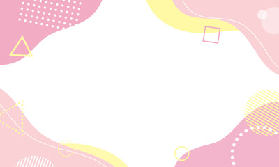 ゆるポップな幾何学フレーム　ピンク
