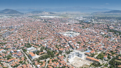 Top view of the city of Isparta: Turkey