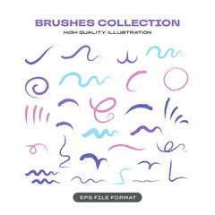 Abstract Hand Drawn Brush Strokes Collection Set