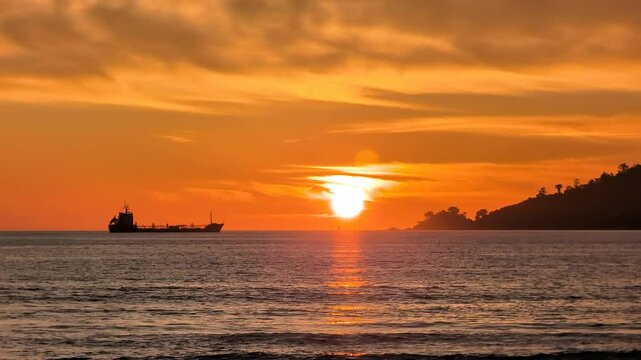 Egg yolk sunset over Kota Kinabalu Sabah, Malaysia
