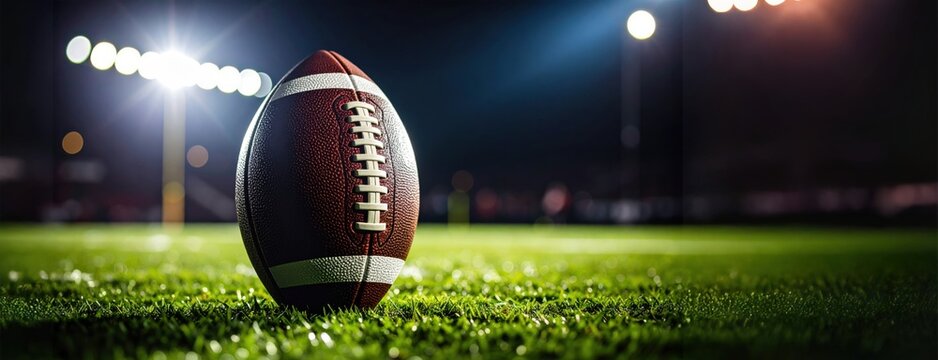 American football on field under bright stadium lights conveying the energy of game day and cultural significance in the United States
