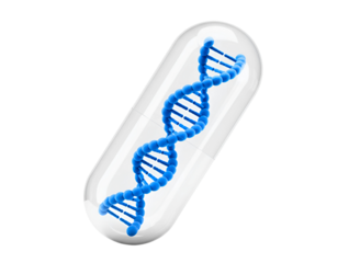Dna helix inside capsule pill isolated on transparent background