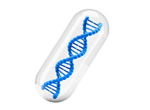 Dna helix inside capsule pill isolated on transparent background - Powered by Adobe