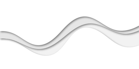 Abstract flowing wave layers in grayscale with soft shadows create a modern 3D paper-cut effect. Use as a minimalistic background for design, technology, or corporate presentation themes.