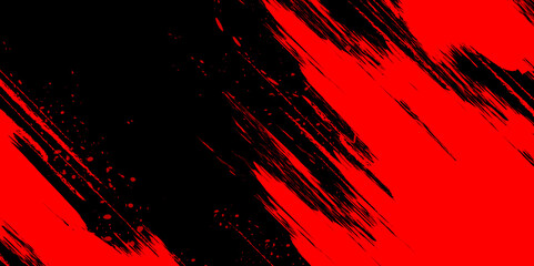 Intense Red and Black Grunge Paint Strokes for Powerful Abstract Background.