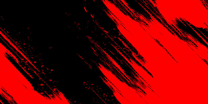 Intense Red and Black Grunge Paint Strokes for Powerful Abstract Background.