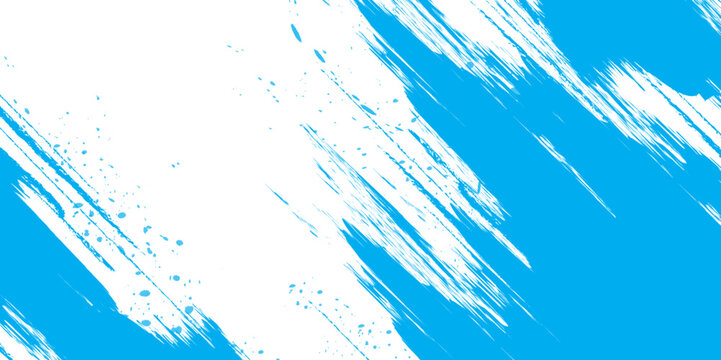 Bright Blue and White Grunge Brush Strokes for Trendy Abstract Background.