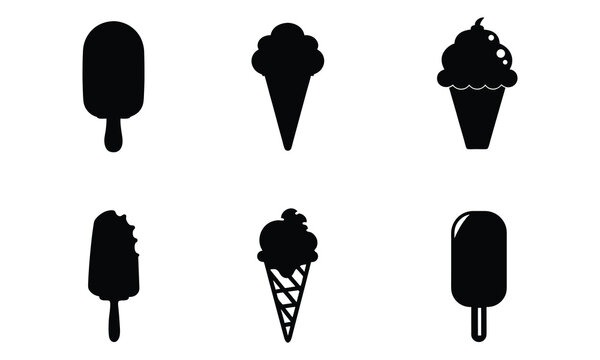 Set of ice cream silhouette vector,  Ice cream icon clip art collection