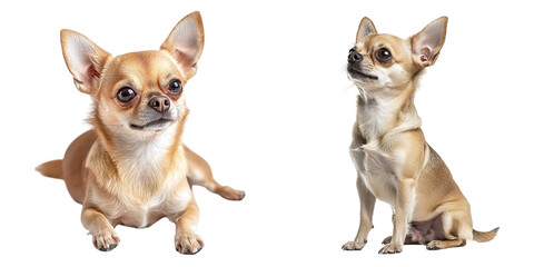 Set of cute Chihuahua dogs isolated on transparent background PNG