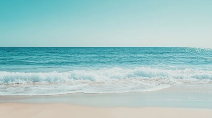 Fototapeta premium Tranquil seascape panorama mockup of a serene beach coastal environment high-resolution banner design aesthetic viewpoint for digital use