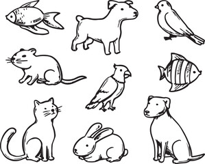 Farm, Animals, Pet, Dog, Bird, Cat, Nature Cartoon Vector
