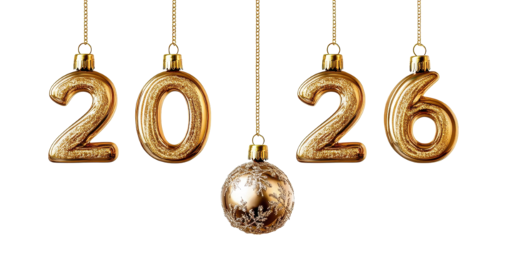Golden 2026 New Year Decorations