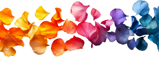 rainbow flower petal falling down 