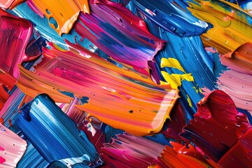 Premium Quality Picture of Vibrant Chaos of Multi Colored Acrylic Brush Strokes