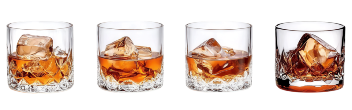Elegant Whiskey Glasses with Ice - Powered by Adobe