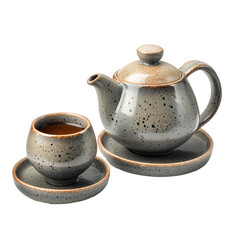 Rustic Ceramic Teapot and Teacup Set - Minimal Japanese Tea Set