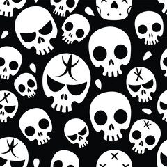 Skull Collage A Variety of Black Skull Silhouettes in a Vector Design