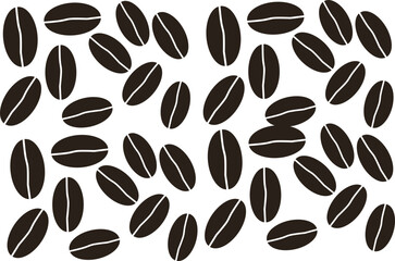 Seamless pattern of stylized coffee beans in a minimal black and white line art style. Ideal for café branding, packaging, wallpapers, or textile design. Simple, modern, and bold visual appeal.