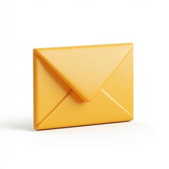 3D Rendered Yellow Envelope on White Background