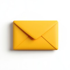Yellow 3D Rendered Envelope on White Background