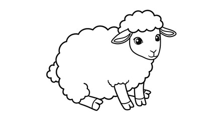 Obraz premium Adorable Cartoon Sheep Line Art Coloring Page for Kids