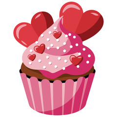 Valentine cupcake hearts icon vector isolated white background