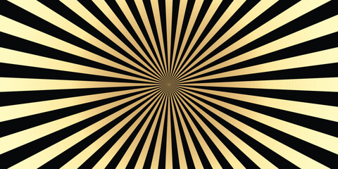 Abstract gold burst background with radial stripes geometric design for retro and modern graphic design applications