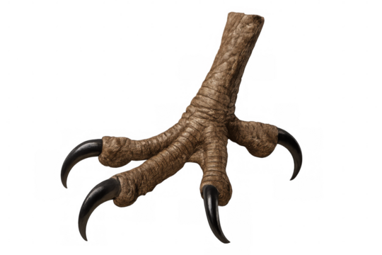 Eagle claw gripping against transparent background, revealing razor-sharp talons signaling predatory prowess and natural hunting power