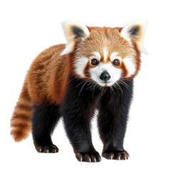Obraz premium Close up front view of a cute red panda, Ailurus fulgens, isolated on a white background