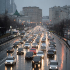 blurred background of traffic on the city street