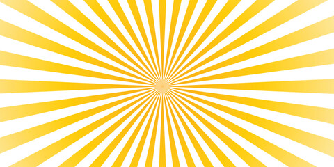 Sunburst design with yellow and white radial lines in a retro style for backgrounds and decorative applications
