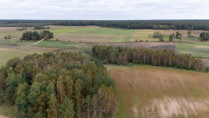 Aerial View of Rural Fields and Forests