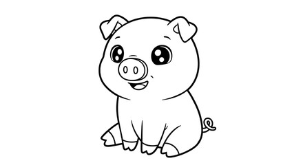 Naklejka premium Adorable Cartoon Pig Illustration Free Printable Coloring Page