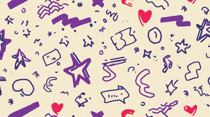 Obraz premium Whimsical doodles scatter across cream surface creating abstract backdrop drawing attention