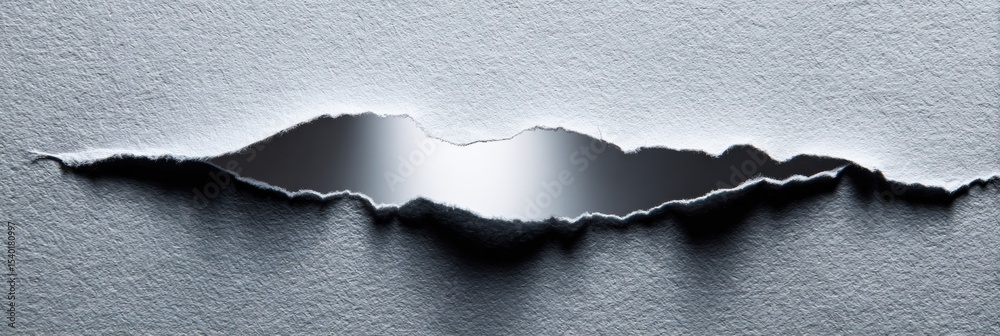 Poster Folded Paper Tears Open to Reveal a Smooth Surface Underneath, Creating an Intriguing Visual Contrast and Texture in the Composition