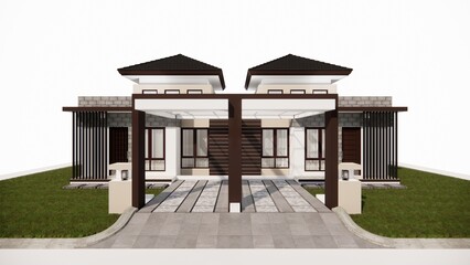 3 d rendering of home exterior house in the style with application