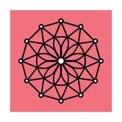 Geometric floral mandala design with pink background perfect for decorative patterns and art