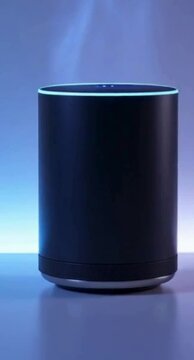 Smart speaker with glowing blue light