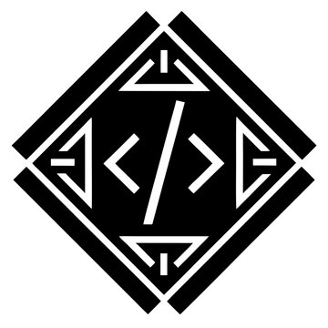 Coding Symbol Vector | Generative AI Linocut Silhouette Design for Developers