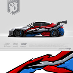 Racing car wrap design vector. Graphic abstract stripe racing background kit designs for wrap vehicle, race car, rally, adventure and livery. Full vector eps 10	
