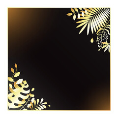Black background banner with golden flowers and leaves