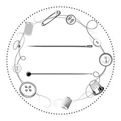 Accessories for sewing in a circle. Symbol for a sewing salon