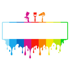 Colored frame sign with paint roller and brush design