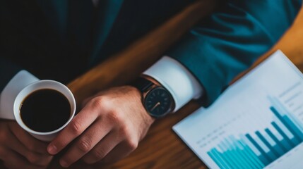 A man is holding a cup of coffee