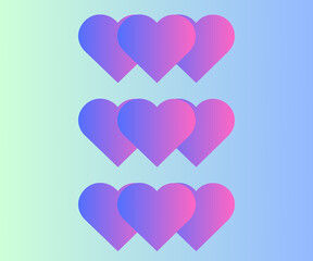 Gradient purple background vector illustration. Gradient purple hearts express romantic feelings.