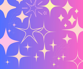 Gradient dark purple background vector with many colorful stars