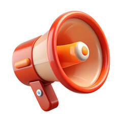 Cartoonish red megaphone 3d rendering plasticstyle icon isolated on transparent background for announcements and communication